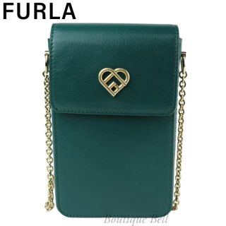 フルラ(Furla)の【FURLA】フルラ レザー クロスボディー スマホショルダーバッグ グリーン(ショルダーバッグ)