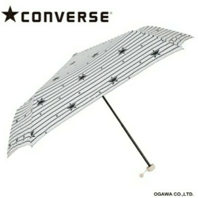 CONVERSE(コンバース)の★新品◆コンバース雨晴兼用折り畳み傘 UVカットスターボーダーチャーム付55㎝ レディースのファッション小物(傘)の商品写真