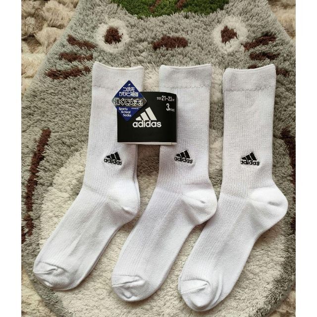 adidas(アディダス)のadidas 靴下 白 21~23cm ソックス 3足セット レディースのレッグウェア(ソックス)の商品写真