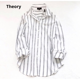 セオリー(theory)のTheory セオリー　ストライプ　シャツ　ホワイト　S(シャツ/ブラウス(長袖/七分))