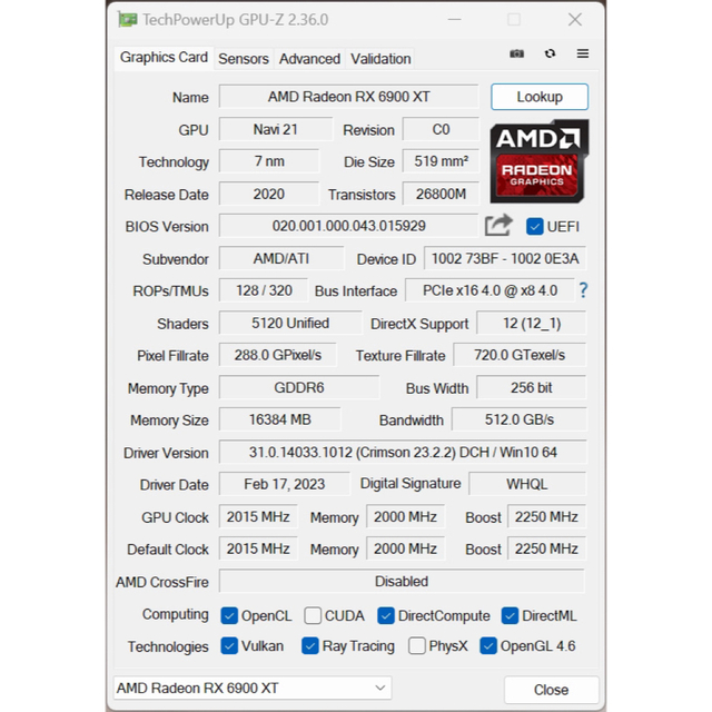 AMD SAPPHIRE RADEON RX 6900 XT 16G GDDR6