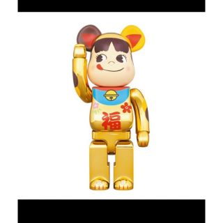 BE@RBRICK 招き猫 ペコちゃん 福 金メッキ 1000% 新品(キャラクターグッズ)