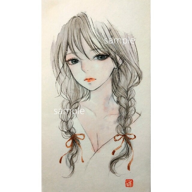 専用　絵画　肉筆原画　手描きイラスト　水彩画　オリジナル エンタメ/ホビーの美術品/アンティーク(絵画/タペストリー)の商品写真