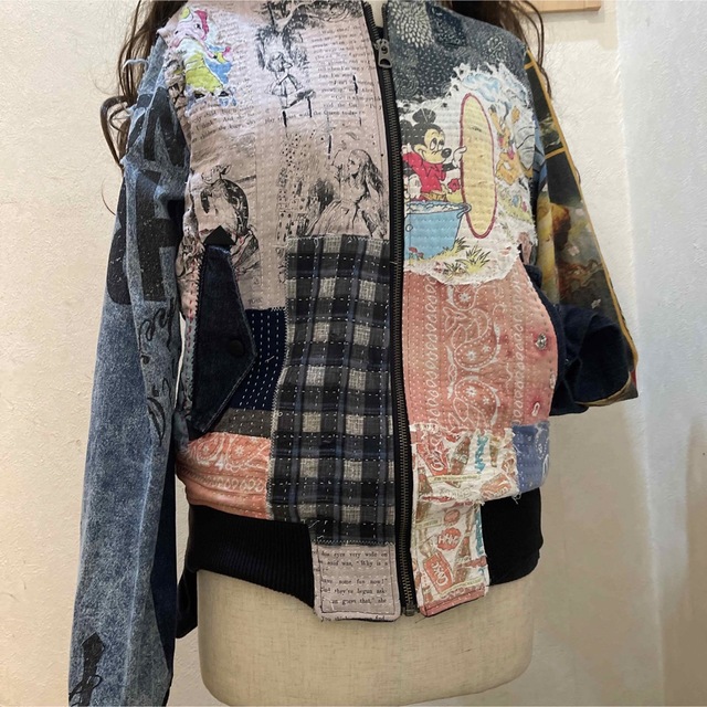 襤褸 ボロ 刺し子リメイクジャンパー レディースのジャケット/アウター(スカジャン)の商品写真