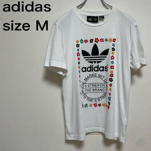 人気【adidas】アディダス Tシャツ Mサイズ お洒落 花マーク