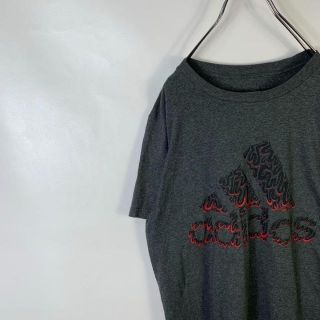 アディダス(adidas)のD493 アディダス　ビッグプリント　プリントロゴ　S グレー　半袖　Tシャツ(Tシャツ/カットソー(半袖/袖なし))