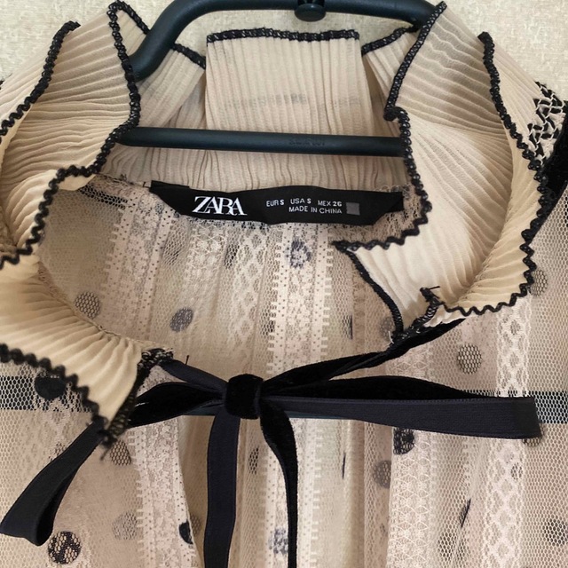 ZARA(ザラ)の【極美品】　ZARA ブラウス　水玉　シアー レディースのトップス(シャツ/ブラウス(長袖/七分))の商品写真