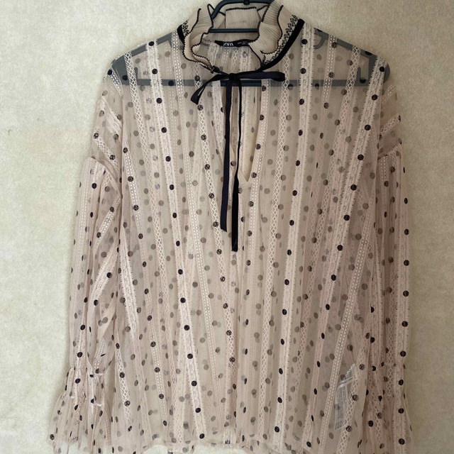 ZARA(ザラ)の【極美品】　ZARA ブラウス　水玉　シアー レディースのトップス(シャツ/ブラウス(長袖/七分))の商品写真