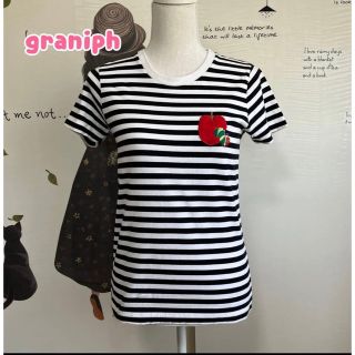 グラニフ(Design Tshirts Store graniph)の∇614 グラニフ 黒ボーダー はらぺこあおむし刺繍(Tシャツ(半袖/袖なし))