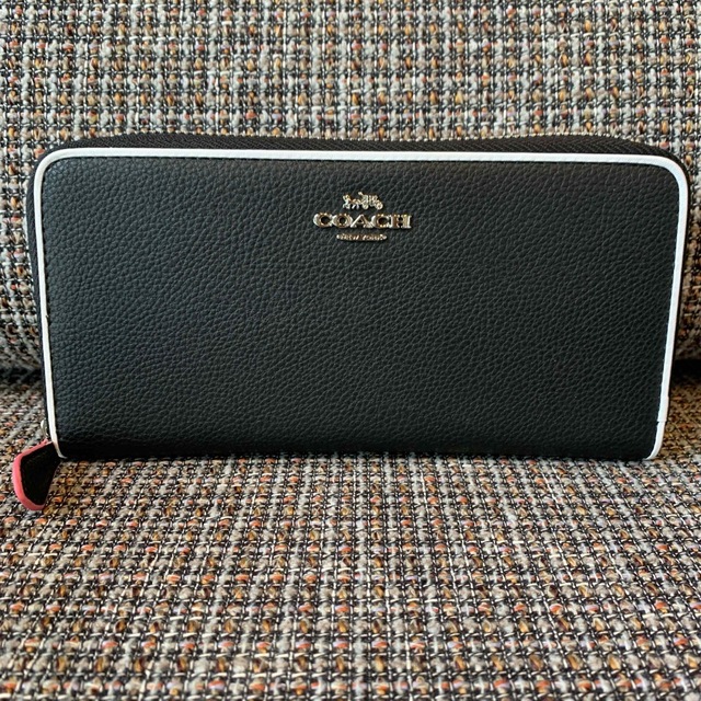 COACH - 在庫処分 12585 コーチ 財布 ブラック ファスナーピンク