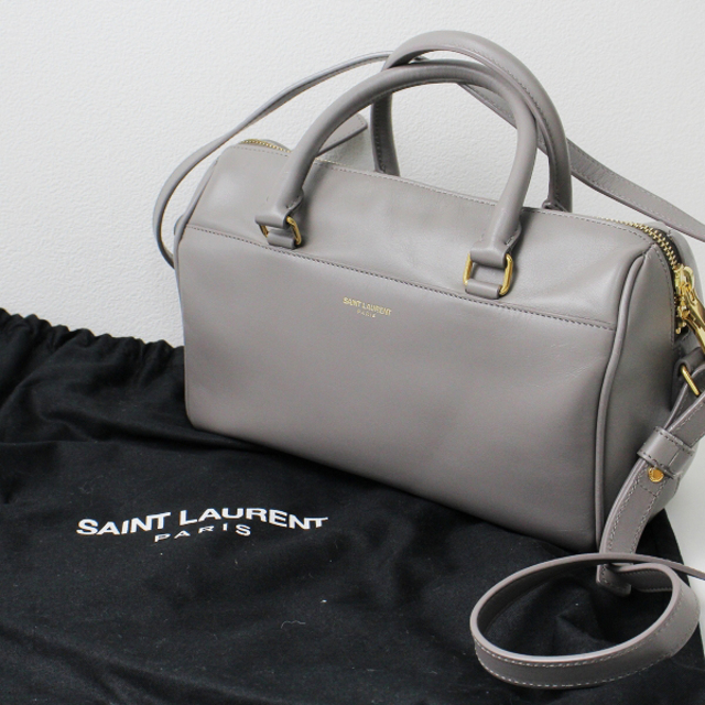 SAINT LAURENT PARIS サンローランパリ ベイビーダッフル 2way ハンドバッグ/グレー ショルダーバッグ レザー【2400013329606】