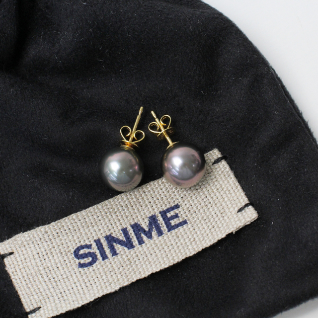 定価11万 SINME シンメ K18 ブラックパール BLACK PEARL Basic Pierce ベーシック ピアス /ブラック×ゴールド【2400073331656】