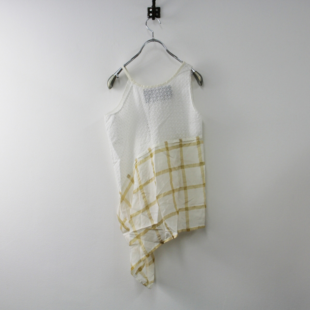 美品 定価3.1万 VLADIMIR KARALEEV ブラディミアカラリーヴ ARCO TOP S/ホワイト LIGHT PLAID ノースリーブ ブラウス【2400013325998】 2