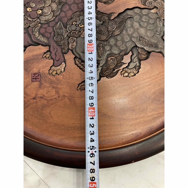 大幅値下 讃岐彫 獅子 お盆48センチ 飾りお盆 エンタメ/ホビー 美術品