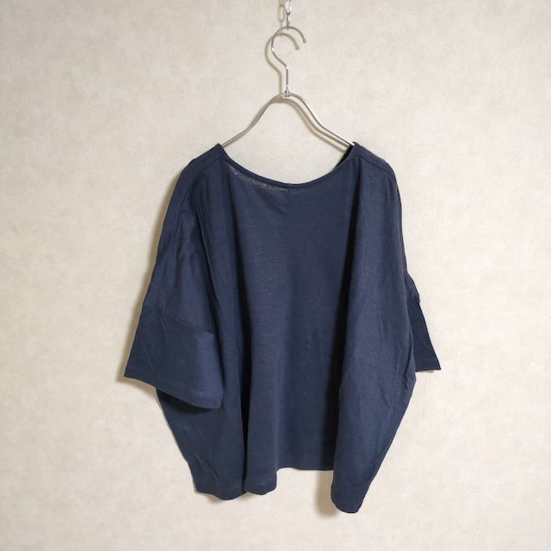 nest Robe(ネストローブ)のnest Robe 01172-2003 天竺 ビックtee カットソー ネイビー レディース ネストローブ【中古】3-0508M△ レディースのトップス(カットソー(長袖/七分))の商品写真