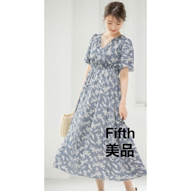 fifth(フィフス)のFifth 半袖ワンピース バックシャンカシュクールシックフラワーワンピース  レディースのワンピース(ロングワンピース/マキシワンピース)の商品写真