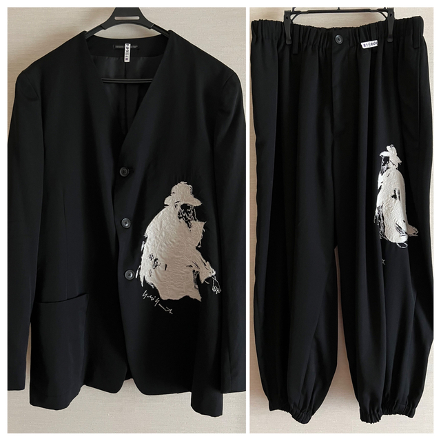 美品／20SS Yohji Yamamoto Pour Homme 墨絵刺繍上下