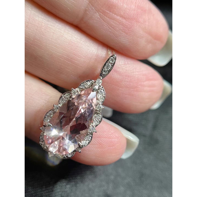 天然モルガナイト  ダイヤ  ペンダントトップ3.61ct k18 ¥