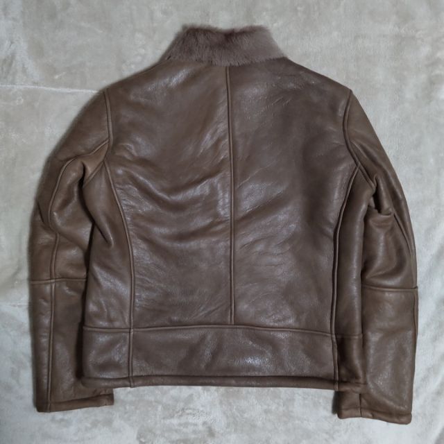 新品 訳あり Delan サイズ54 ブラウン デラン ムートンブルゾン ファー