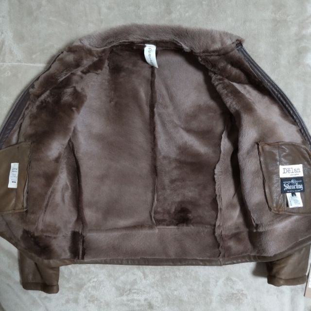 新品 訳あり Delan サイズ54 ブラウン デラン ムートンブルゾン ファー