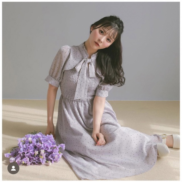 evelyn(エブリン)のevelyn ロングドットワンピース レディースのワンピース(ロングワンピース/マキシワンピース)の商品写真