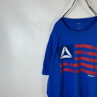 リーボック(Reebok)のD546 リーボック　ビッグプリント　プリントロゴ　 XL 青　ブルー　Tシャツ(Tシャツ/カットソー(半袖/袖なし))