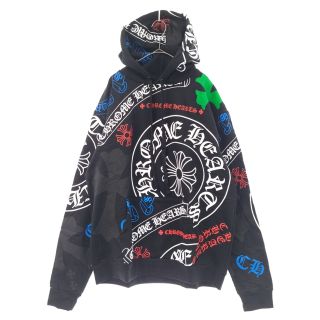 クロムハーツ(Chrome Hearts)のCHROME HEARTS クロムハーツ STENCIL HOODIE ステンシルフーディー 総柄 プリント プルオーバーパーカー ブラック/マルチカラー(パーカー)