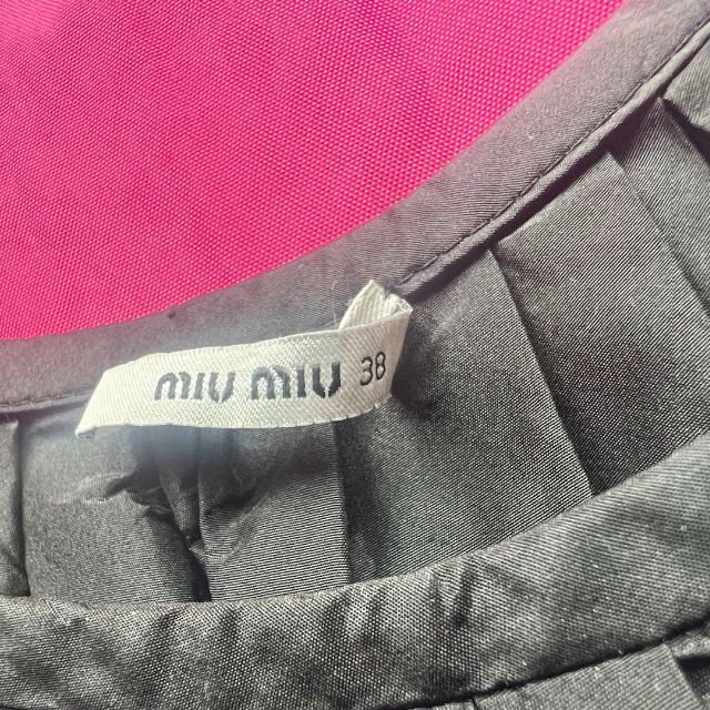 【美品】MIU MIU バルーンワンピース ブラック 半袖 フレア ドレス 38