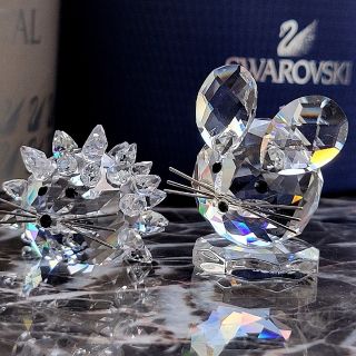 未使用 SWAROVSKI スワロフスキー 置物 ねずみ ハリネズミ 証明書あり