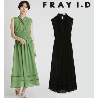 フレイアイディー(FRAY I.D)のFRAYI.D ドレープネックウエストシャーリングワンピース(ロングワンピース/マキシワンピース)