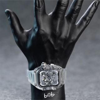 45mm Apple Watch クリア+シルバー ケースバンド ベルトの通販 by b