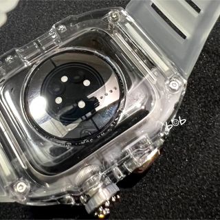 45mm Apple Watch クリア+シルバー ケースバンド ベルトの通販 by b
