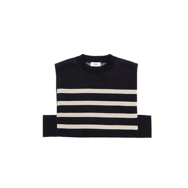 HYKE STRIPED SWEATER CROPPED TOP