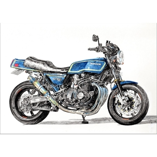 カワサキ(カワサキ)のカワサキ KZ1000 マークⅡ 水彩画 バイク イラスト インテリア(その他)