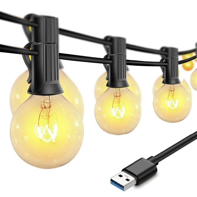 DanYee LEDストリングライト USB 25個電球 IP68 防雨型 7.