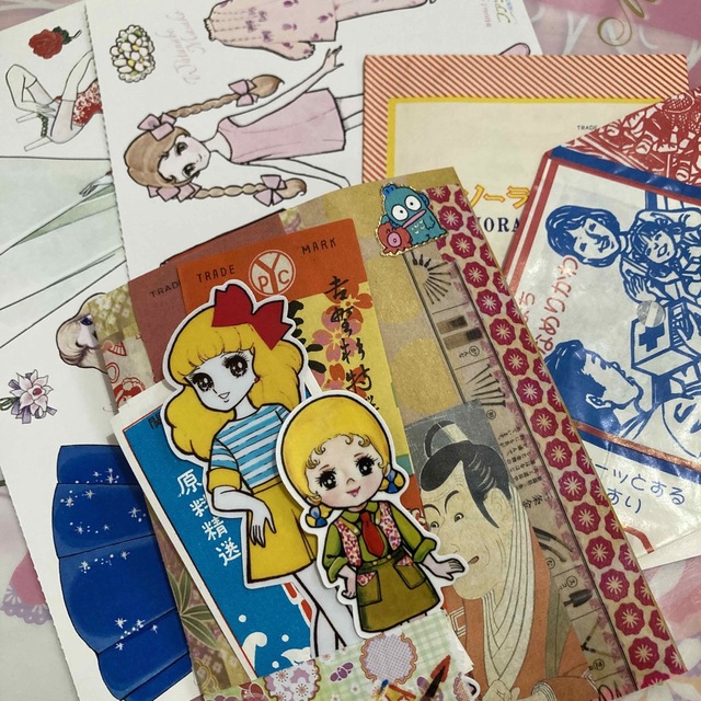 昭和レトロ を楽しむ 紙ものセット ミニ コラージュ素材 など 昭和レトロ を楽しむ 紙ものセット ミニ コラージュ素材 など