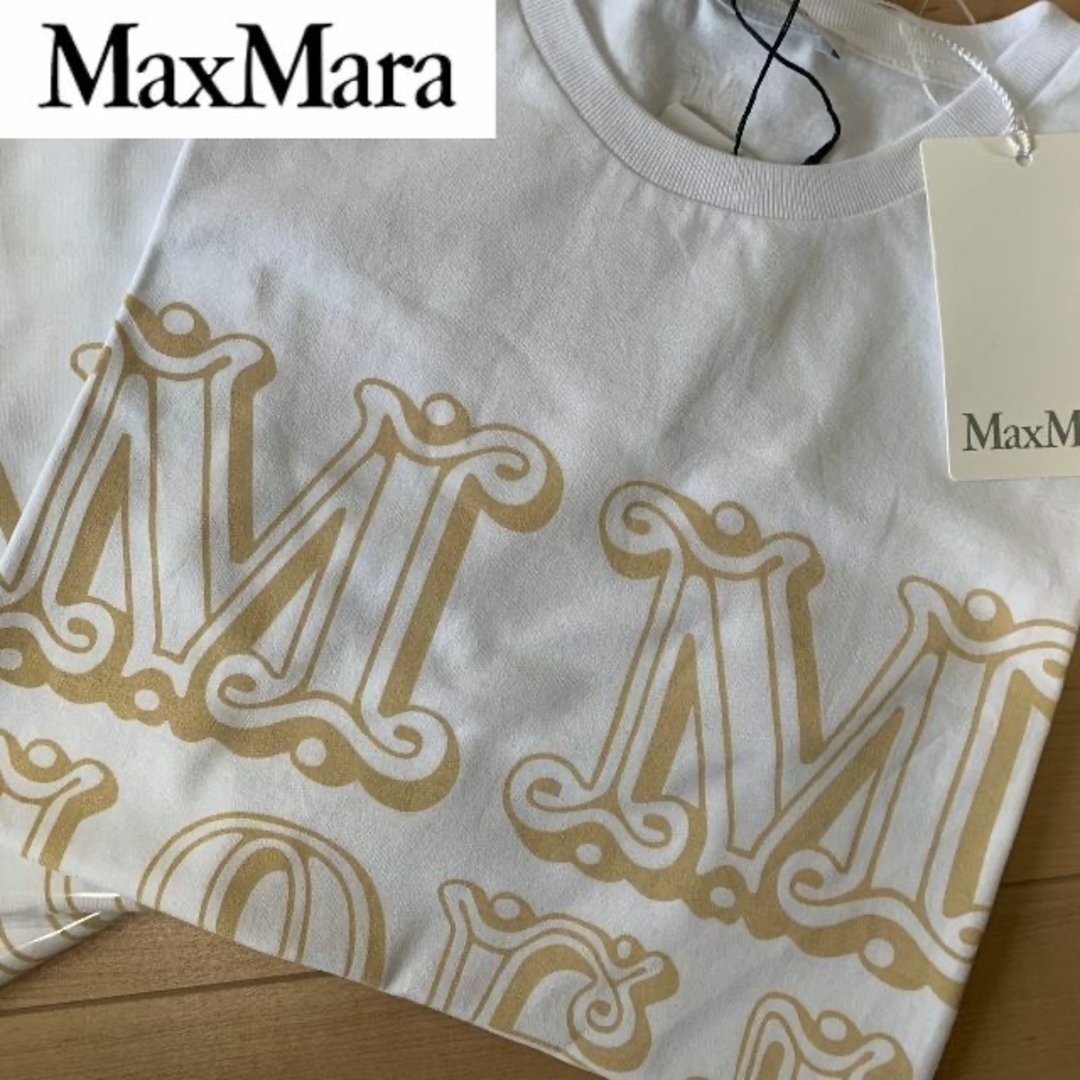 【60%オフ新品XS】Max Mara 2023年ロゴ入りTシャツ（白）送料込みカラー