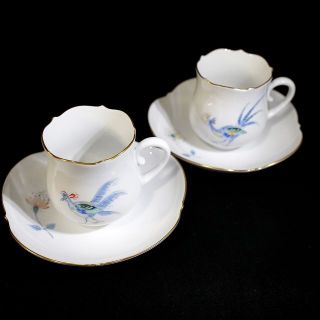 マイセン(MEISSEN)の【レア極美品１級品】マイセン 孔雀 カップ＆ソーサー ２客セット 鳥 送料込み(食器)