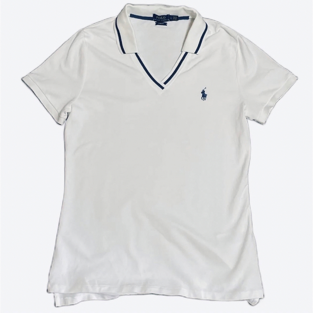 POLO RALPH LAUREN(ポロラルフローレン)の【美品】ポロラルフローレン　Ｖネックポロシャツ　スリムフィット　L レディースのトップス(ポロシャツ)の商品写真