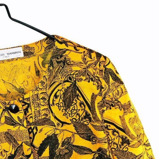黄×黒 半袖 ノーカラージャケット 昭和レトロ vintage 一点物