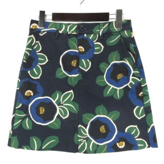 トリーバーチ(Tory Burch)のトリーバーチ 花柄 スカート ストレッチ 0 ネイビー 230518E(その他)