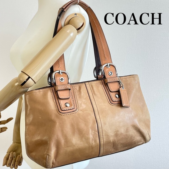 《新品》COACH ベージュ レザー ショルダーバッグ