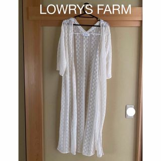 ローリーズファーム(LOWRYS FARM)のLOWRYS  FARM 総レース7分袖ロングカーディガン　美品(カーディガン)