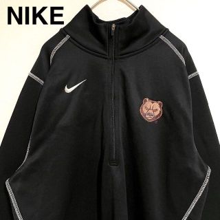 ナイキ(NIKE)のレア◎NIKE◎ハーフジップ◎トラックジャケット◎黒◎スウッシュ◎刺繍◎ワッペン(ジャージ)