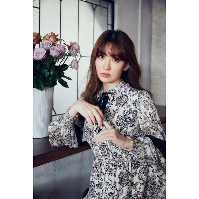 herlipto Winter Floral Long-sleeve Dress