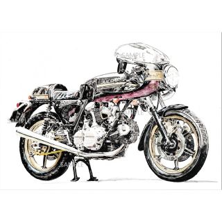 ドゥカティ(Ducati)のドゥカティ 900SS 水彩画 バイク イラスト インテリア(その他)