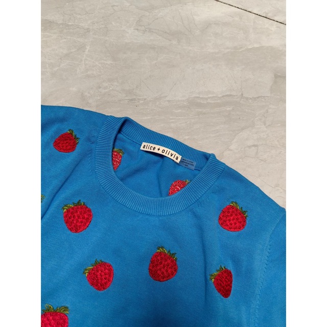 ❤️☆Alice olive 新作新品 青、白 ニット 半袖 カットソー2色 | www