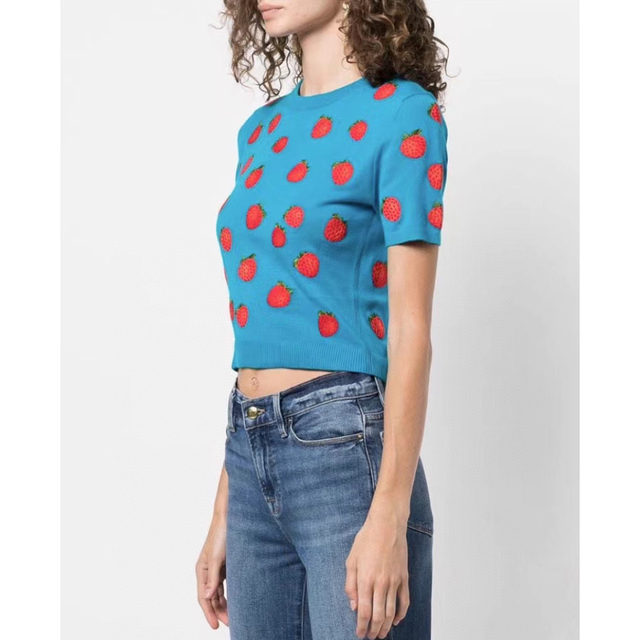 ❤️☆Alice olive 新作新品 青、白 ニット 半袖 カットソー2色 | www