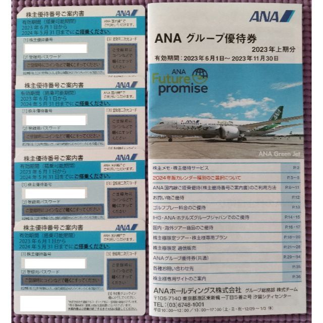 ANA(全日本空輸)(エーエヌエー(ゼンニッポンクウユ))のANA 株主優待券 4枚 2024年5月31日ご搭乗分まで チケットの優待券/割引券(その他)の商品写真
