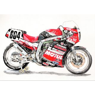 スズキ(スズキ)のスズキ GSXR750R デイトナ 辻本 水彩画 バイク イラスト インテリア(その他)